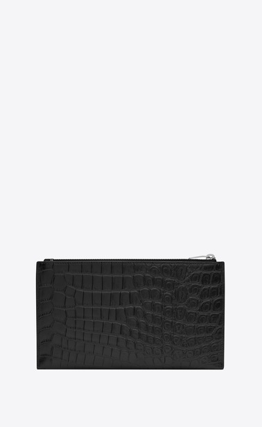 Bill clutch in matte crocodile embossed leather